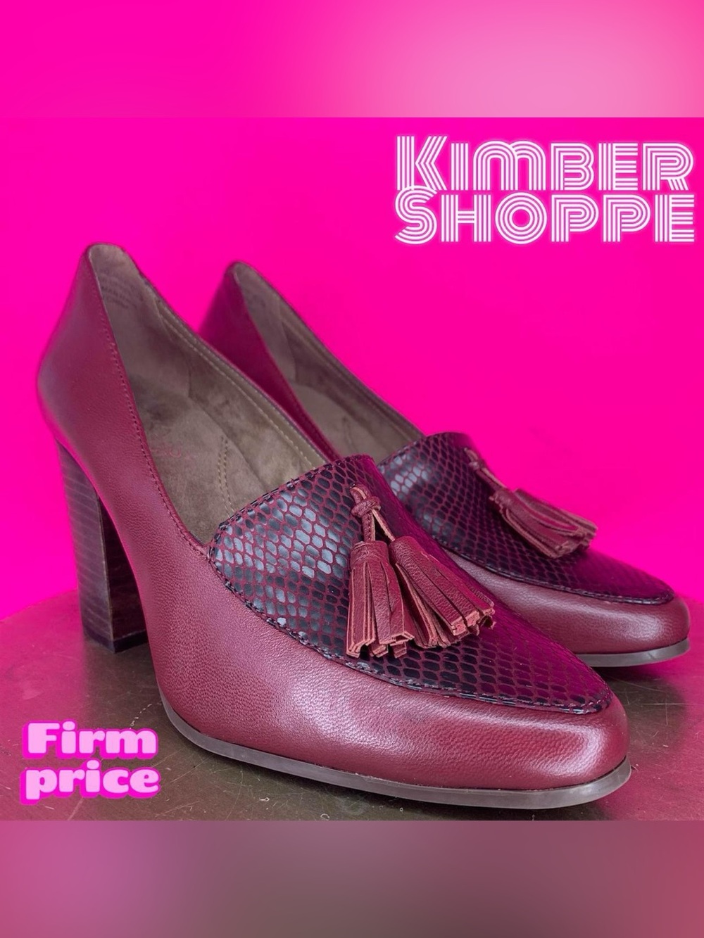 Aerosoles Time Square Burgundy Leather Tassel Dress Pump US 7.5 UK 5.5 EU 38